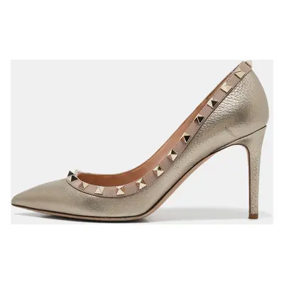 Valentino Metallic/Beige Leather Rockstud Pumps Size