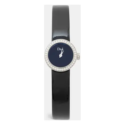 Dior Black Stainless Steel Diamond Patent Leather La D De Dior CD040110-J Women's Wristwatch