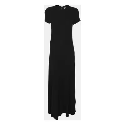 Toteme Black Fluid Jersey Short Sleeves Flared Maxi Dress