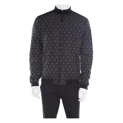 Dolce & Gabbana Black Polka Dot Embroidered Zip Front Bomber Jacket