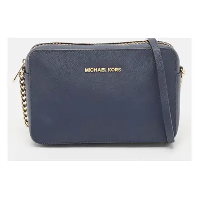 Michael Kors Navy Blue Leather Jet Set Camera Crossbody Bag