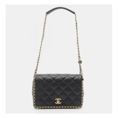 Chanel Black Leather Chain Around Shoulder Bag