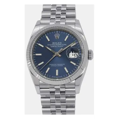 Rolex Blue 18k White Gold Stainless Steel Datejust Automatic Men's Wristwatch mm