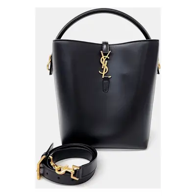 Saint Laurent Paris Black Leather LE37 Cassandra bucket bag