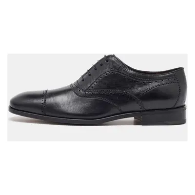 Salvatore Ferragamo Black Leather Brogue Lace Up Oxfords Size 41.5