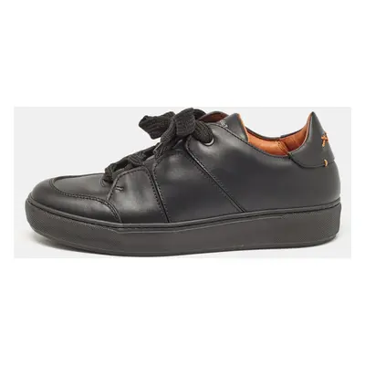 Ermenegildo Zegna Black Leather Triple Stitch Sneakers Size