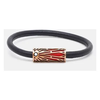 Montblanc Meisterstuck Coral Lacquer Leather Rose Gold Plated Steel Bracelet