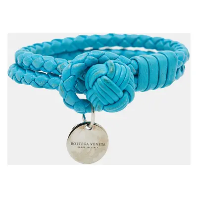 Bottega Veneta Blue Intrecciato Leather Double Knot Bracelet