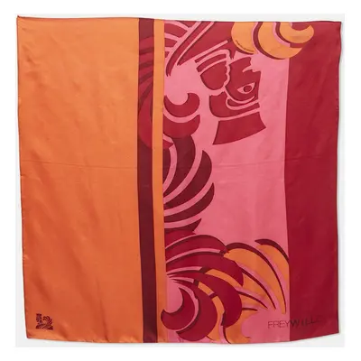 Frey Wille Pink/Orange Printed Silk Magic Sphinx Square Scarf