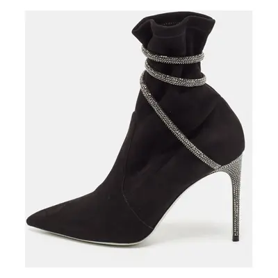 René Caovilla Black Suede Cleo Booties Size