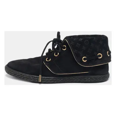 Louis Vuitton Black Monogram Suede Cape Sneakers Size