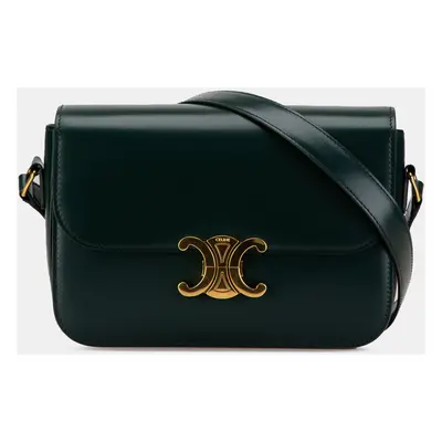 Celine Green Classique Shiny Calfskin Triomphe Crossbody