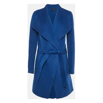 Joseph Blue Wool Felt Belted Open Front Coat