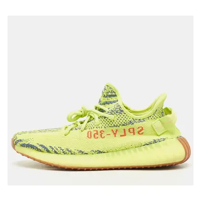 Yeezy x Adidas Neon Yellow Knit Fabric Boost V2 Semi Frozen Yellow Sneakers Size