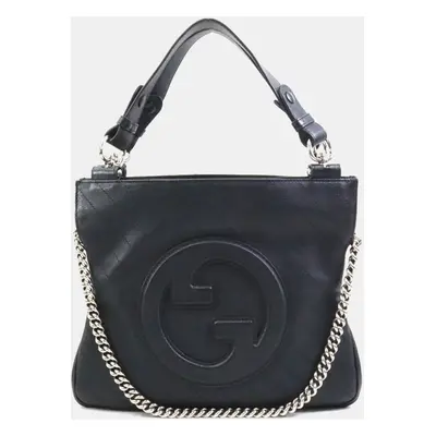 Gucci Black Leather Blondie Small Tote Bag