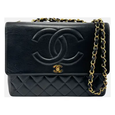 Chanel Black Gold Leather Shoulder Bag