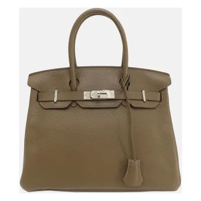 Hermes Taurillon Taupe Birkin Handbag