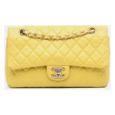 Chanel Yellow Calfskin Classic Medium Double Flap Bag