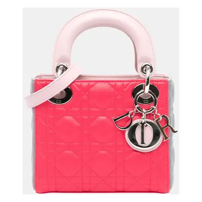 Dior Tricolor Lambskin Leather Mini Cannage Lady Dior Handbag