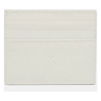 Bottega Veneta White Diamond Embossed Leather Card Holder