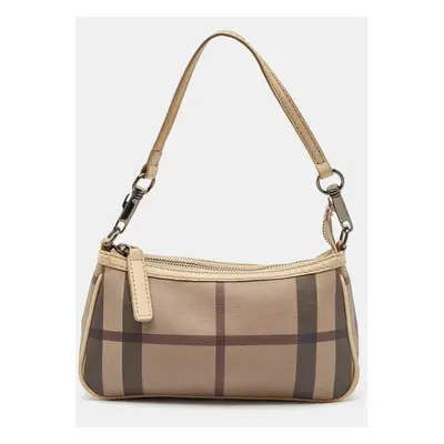 Burberry Beige Smoked Check PVC Small Aston Shoulder Bag