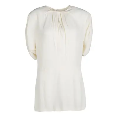 Marni Cream Pleat Detail Draped Cut Out Sleeve Tunic