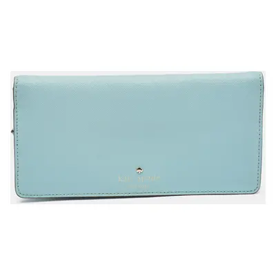 Kate Spade Light Blue Leather Bifold Continental Wallet