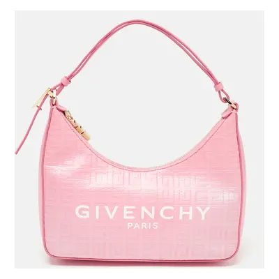 Givenchy Pink Monogram Coated Canvas and Leather Small Moon Cut Shoulder Bag