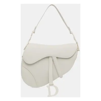 Dior White Ultra Matte Calfskin Saddle Bag