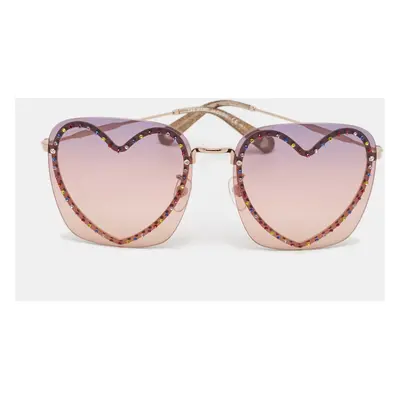 Marc Jacobs Pink/Purple Gradient Crystal Heart Square Sunglasses