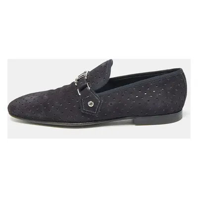 Louis Vuitton Navy Blue Suede Hockenheim Loafers Size 43.5