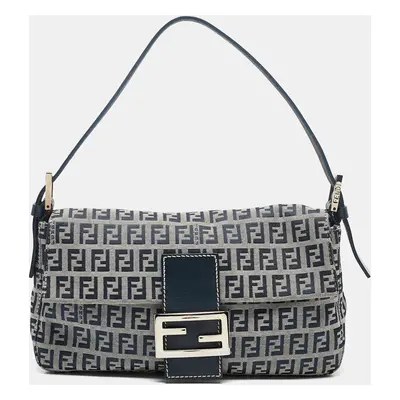 Fendi Blue Zucchino Canvas Baguette Bag