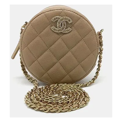 Chanel Pink Leather Round Crossbody Bag