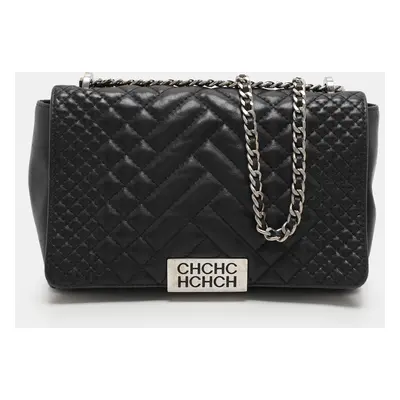 CH Carolina Herrera Black Leather Shoulder Bag