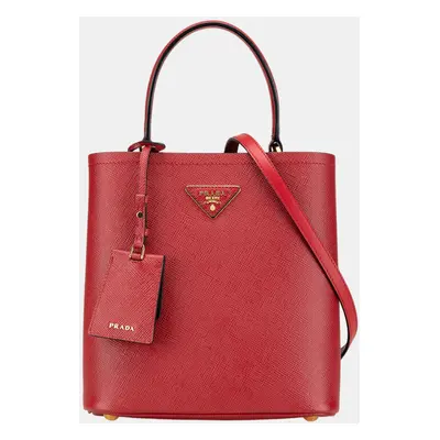 Prada Red Medium Saffiano Cuir Panier