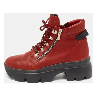 Giuseppe Zanotti Red Leather Apocalypse Trek Ankle Boots Size