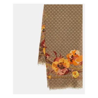 Gucci Brown Big Panshie GG Print Wool Shawl