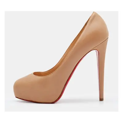 Christian Louboutin Beige Leather Miss Clichy Platform Pumps Size