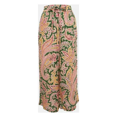 Zimmermann Green Teddy Paisley Linen Wide-Leg Pants