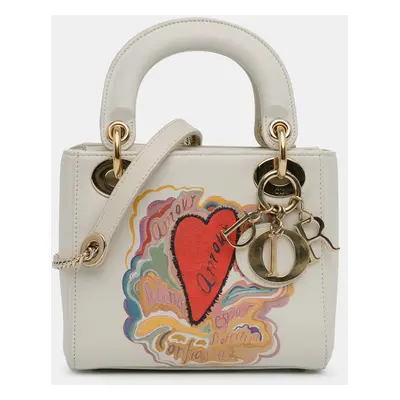 Dior White Niki De Saint Phalle Mini Calfskin Dioramour Lady Dior