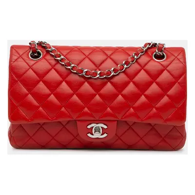 Chanel Red Medium Classic Lambskin Double Flap