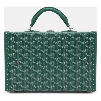 Goyard Green Coated Canvas Leather Grand Hotel Trunk Handbag