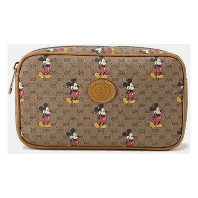 Gucci Gucci X Disney Mini Gg Supreme Beige Leather Mini Gg Supremecanvas Waist Pouch