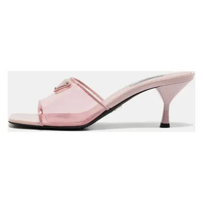 Prada Pink PVC Logo Slide Sandals Size 38.5