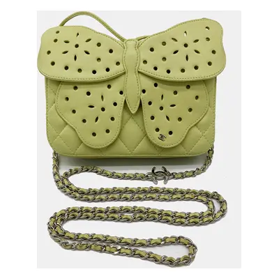 Chanel Lime Green Butterfly Classic Flap Bag