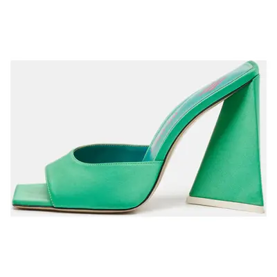 The Attico Green Satin Devon Slide Sandals Size