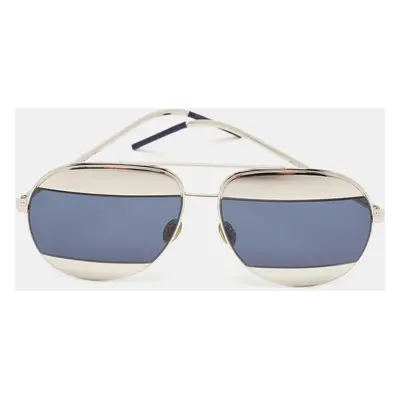 Dior Silver/Blue 010KU DiorSplit Aviator Sunglasses