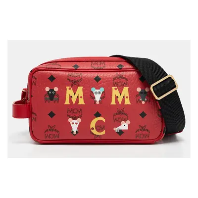 MCM Red Visetos Coated Canvas and Leather 'Year Of The Mouse' Camera Bag