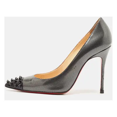 Christian Louboutin Black/Grey Leather Geo Pumps Size