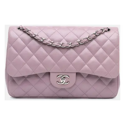 Chanel Purple Jumbo Classic Lambskin Double Flap